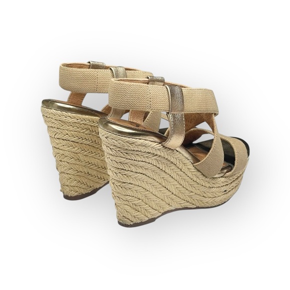 Sofft  Perla Wedge Slingbacks Espadrilles Sandals  Truffle Metallic Gold  6.5 - Picture 3 of 16